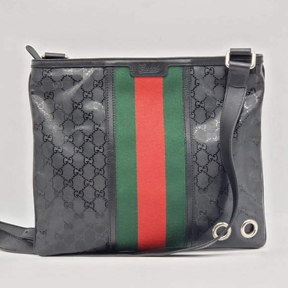 100% Authentic Gucci Canvas and Leather Messenger Crossbody and Shoulder Bag